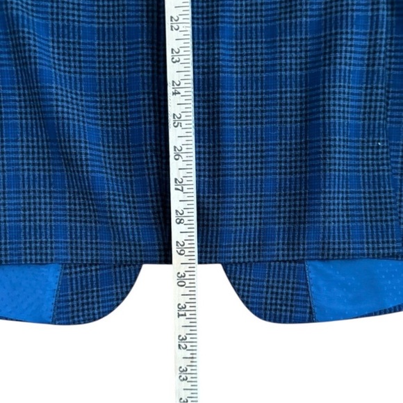 Mantoni Men's Navy Plaid Windowpane Single-Breasted Blazer 44R Super Fine Wool - Picture 9 of 14